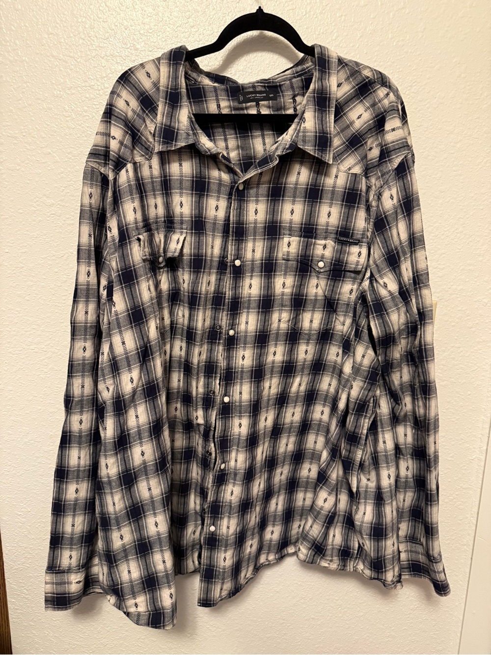 Lucky Brand Navy and‎ White Plaid Button-Down Shirt